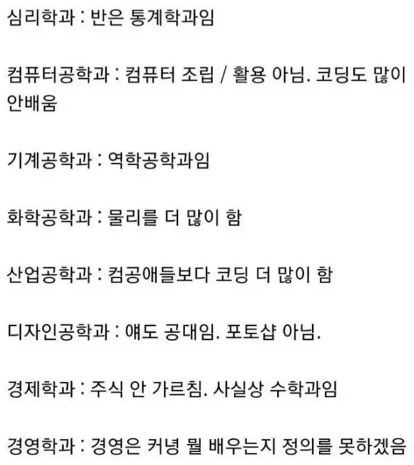 대학교 학과의 통수