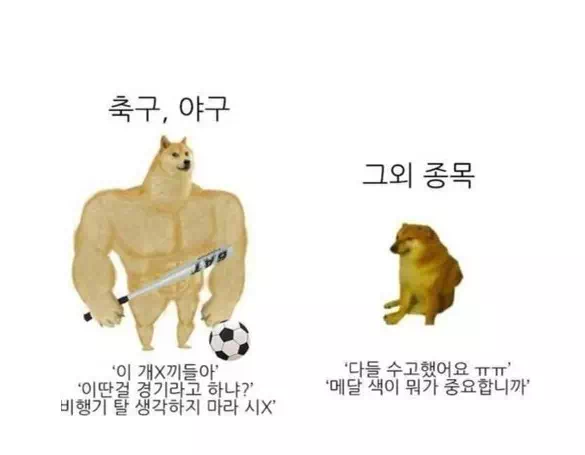 올림픽 종목에 따른 결과 반응