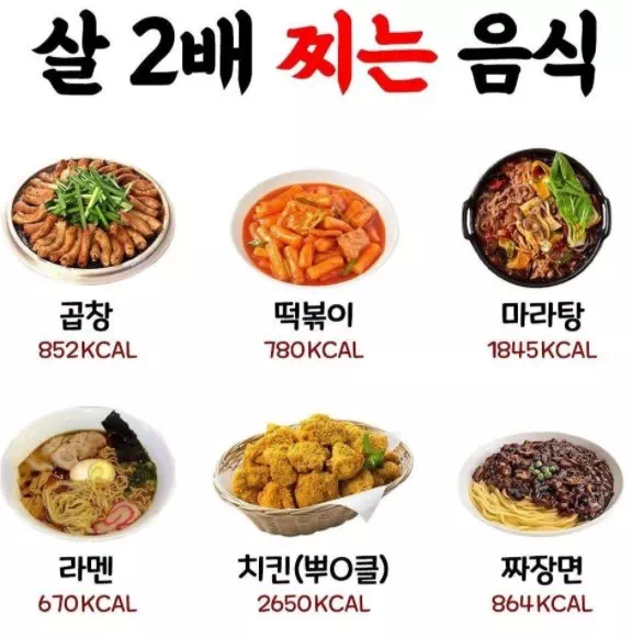 살 2배 찌는 음식 모음